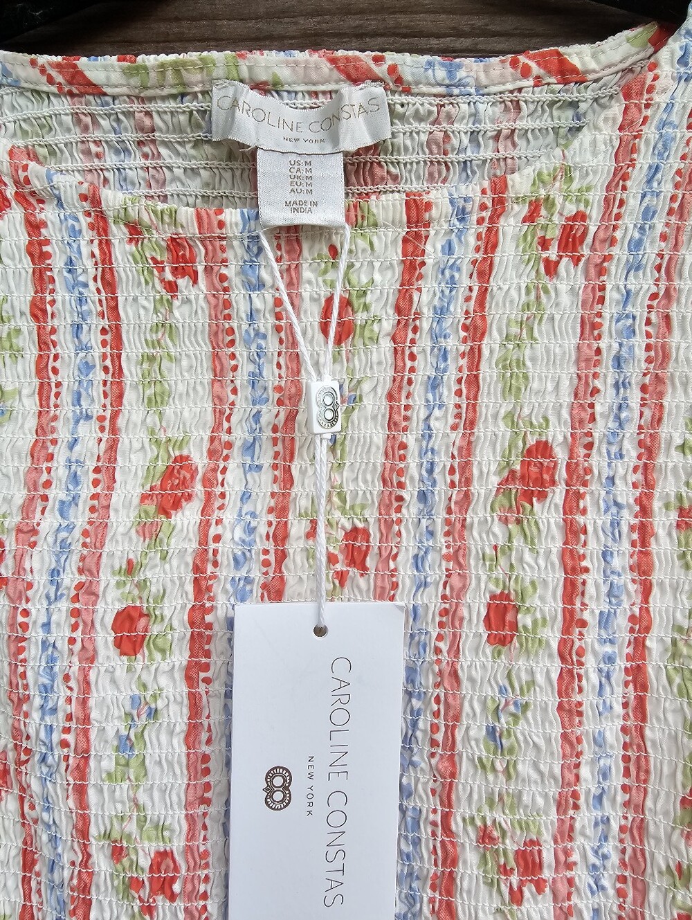 Tuckernuck Cream Midi Dress with Coral Floral Stripes - Picture 2 of 10